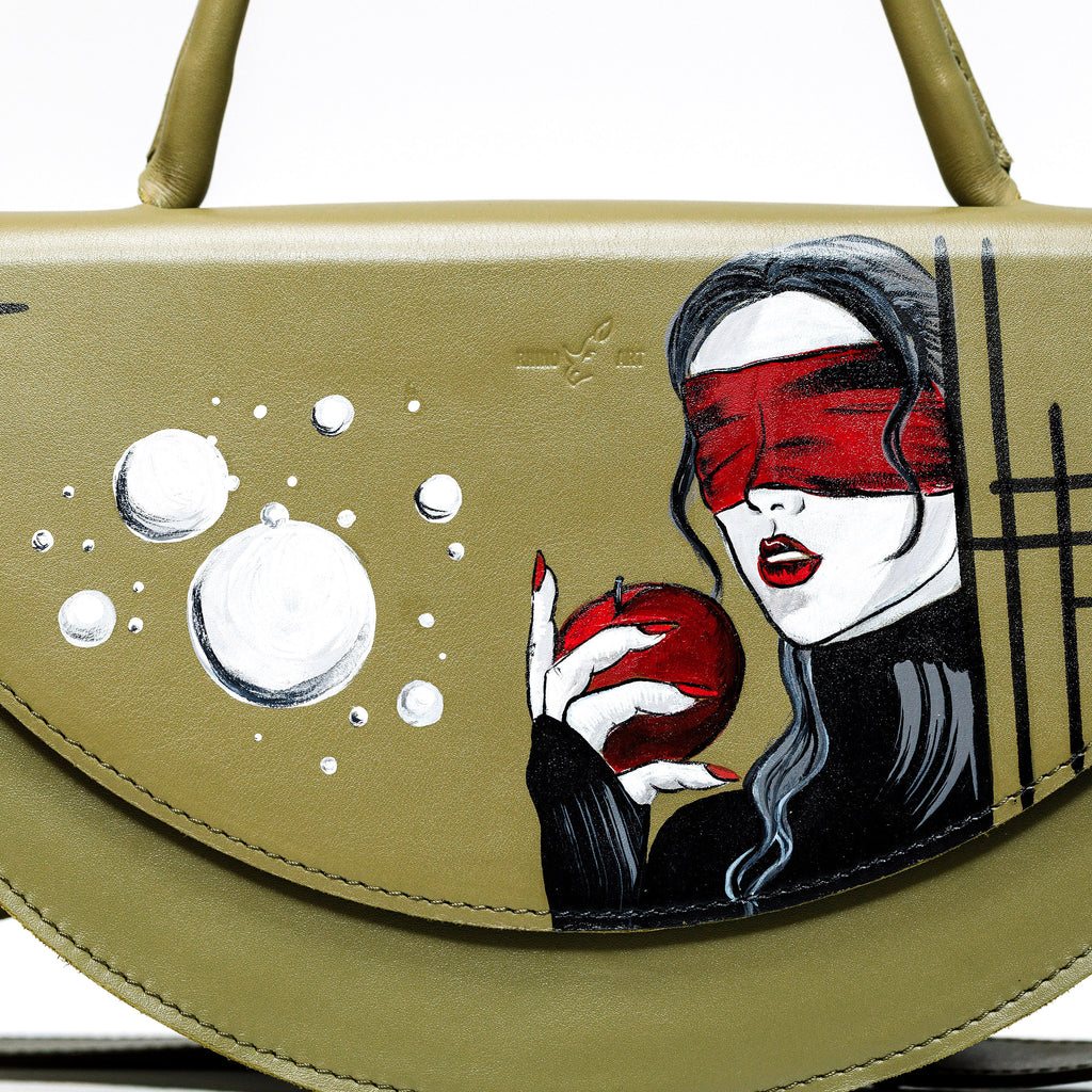 "Blind Muse" – Hand-Painted Leather Bag