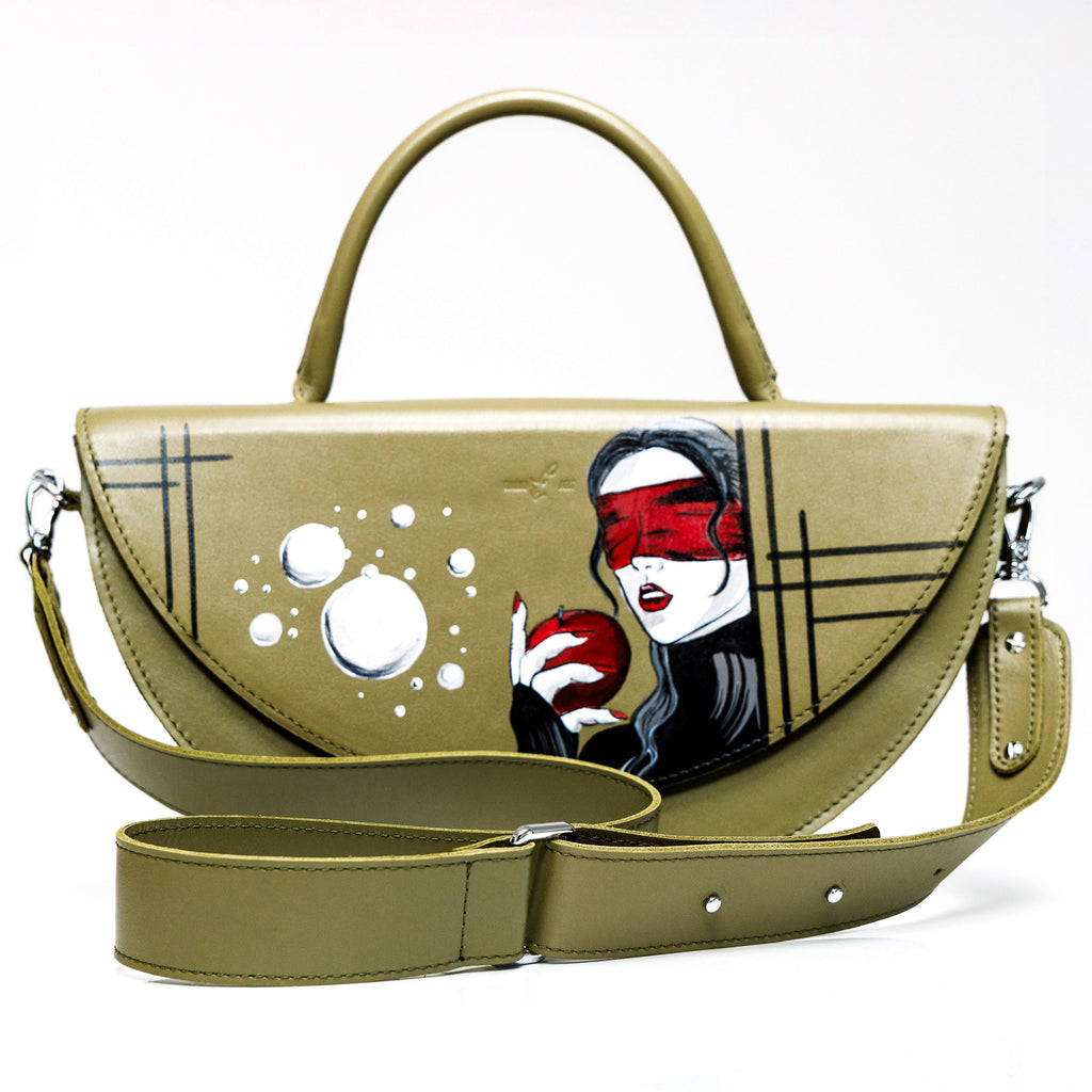 "Blind Muse" – Hand-Painted Leather Bag