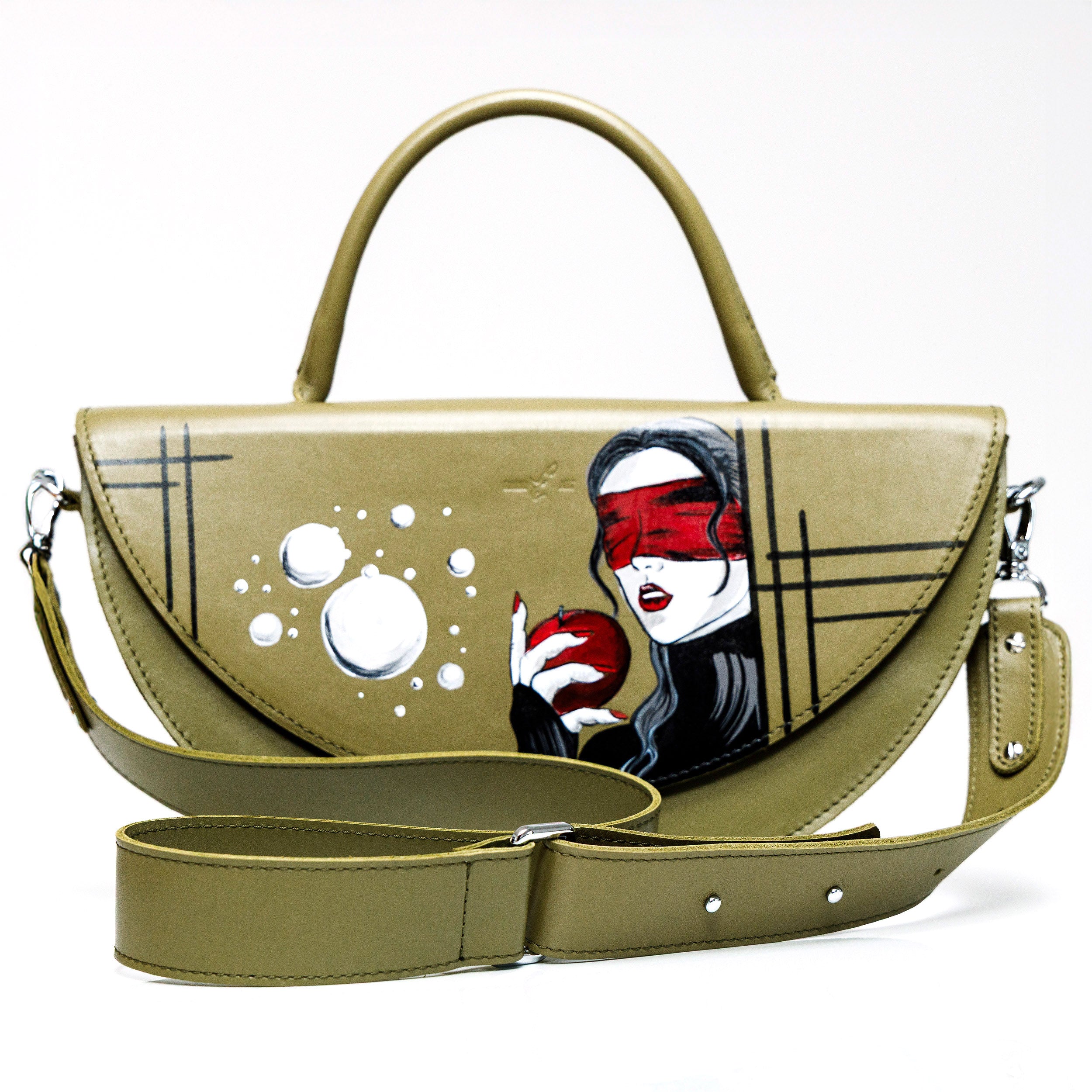 "Blind Muse" – Hand-Painted Leather Bag