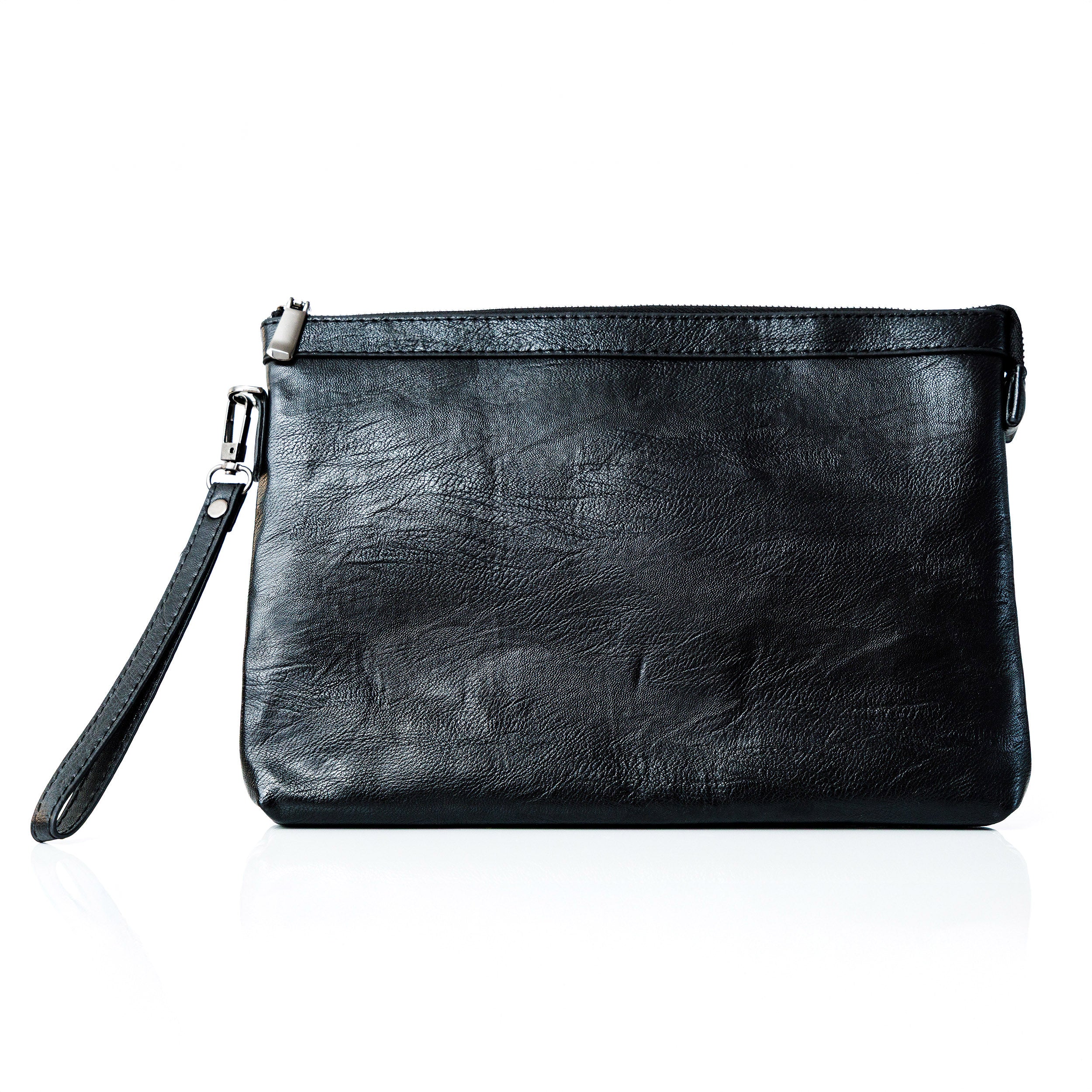 "Only Cash" – Hand-Painted Leather Clutch