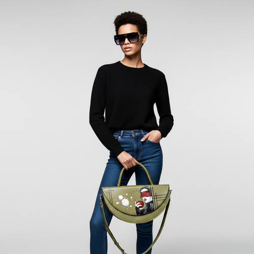 "Blind Muse" – Hand-Painted Leather Bag