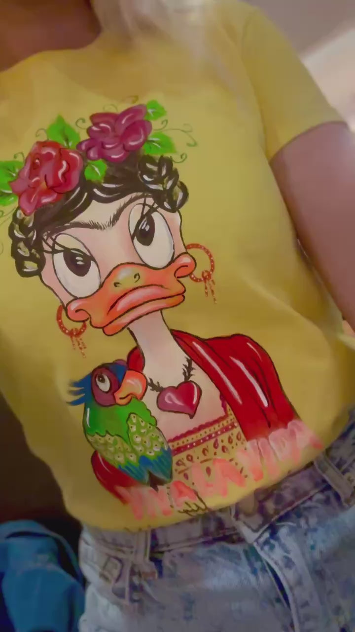 Custom painted t-shirt worn in real life movement